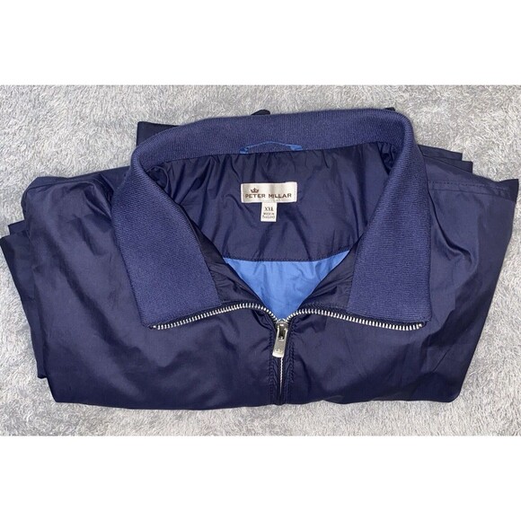 Peter Millar Hartford Jacket Mens XXL Full Zip Bomber Windbreaker Golf Navy Blue - Picture 2 of 9